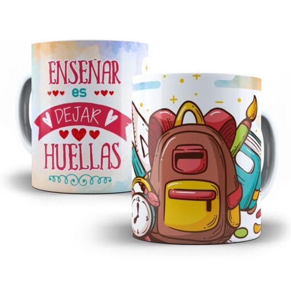 Arte Caneca Grátis Ensinar É Deixar Pegadas - Professora