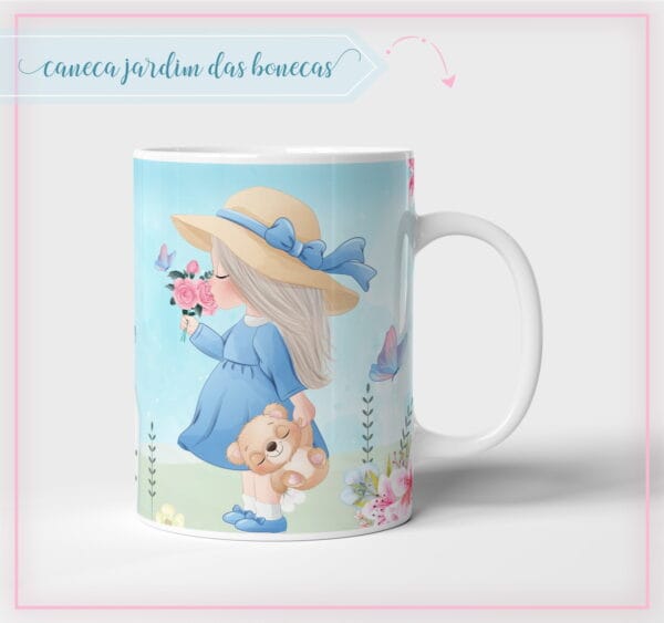 arte caneca jardim bonecas arquivo digital sublimacao para canecas