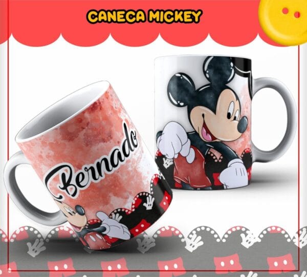 arte caneca mickey vermelho arquivo digital papelaria