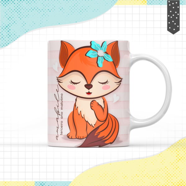 arte caneca raposinha menina arquivo digital design