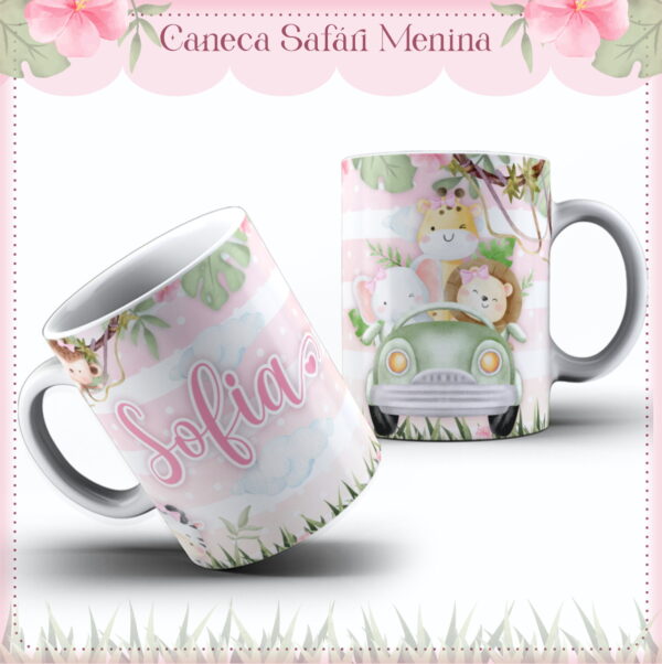 arte caneca safari menina arquivo digital presentar