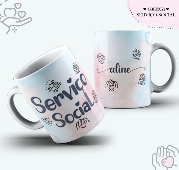 arte caneca servico social feminina arquivo digital papelaria personalizada