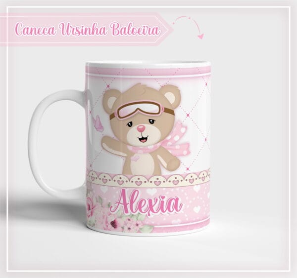 arte caneca ursinha baloeira arquivo digital papelaria personalizada