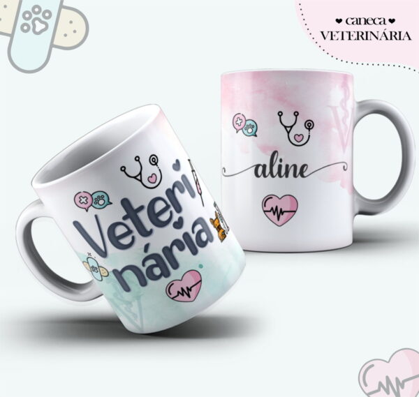 arte caneca veterinaria feminina arquivo digital papel e cia