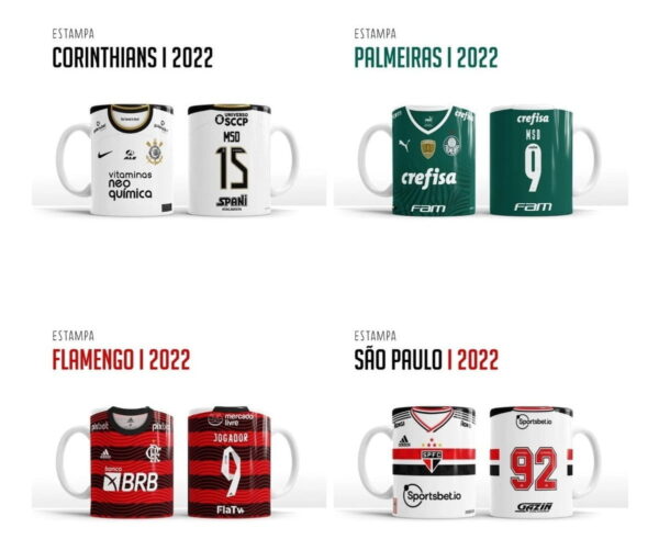 Arte Canecas Flamengo Corinthians Palmeiras São Paulo E Mais