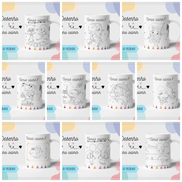 arte canecas polimero para colorir arquivo digital personalizacao