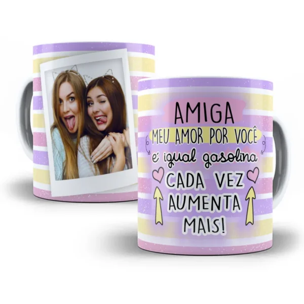 Arte de Caneca Amiga: Amor Igual Gasolina