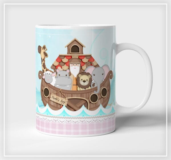 arte digital caneca arca de noe menina arquivo digital sublimacao caneca