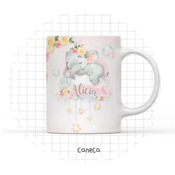arte digital caneca elefantinha menina arquivo digital sublimacao
