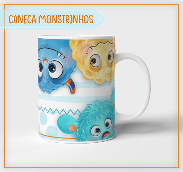 arte digital caneca monstrinhos arquivo digital sublimacao xicaras