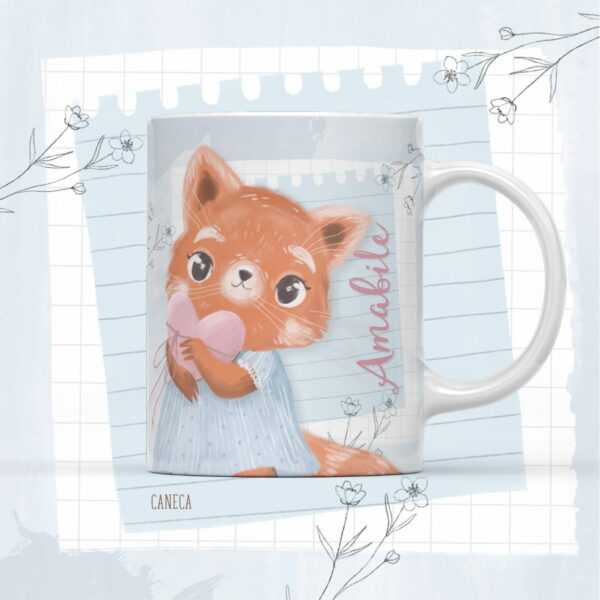 arte digital caneca raposa delicada arquivo digital personalizacao