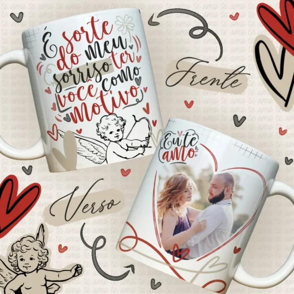 Arte Digital para Canecas - Tema Dia dos Namorados