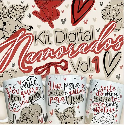 Arte Digital para Canecas - Tema Dia dos Namorados
