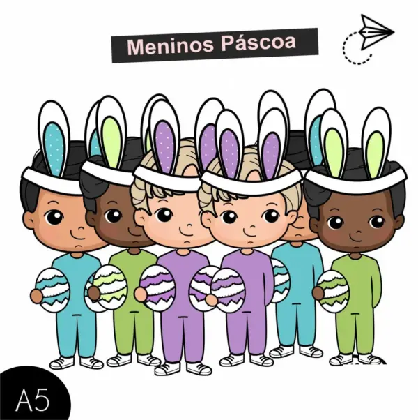 Arte Digital Pascoa Mascote Menino Menina P Personalizacao 2