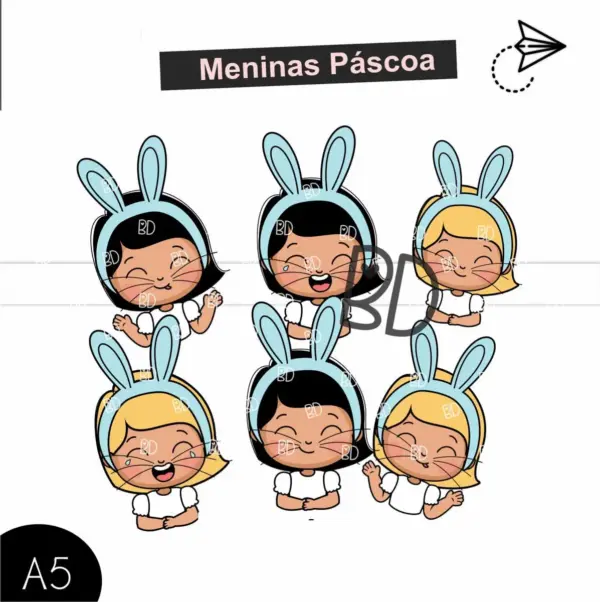 Arte Digital Pascoa Mascote Menino Menina P Personalizacao 3