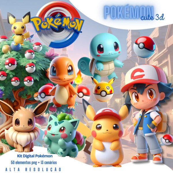 Arte Digital Pokémon 3D Ilustrações e Imagens Png Sem Fundo