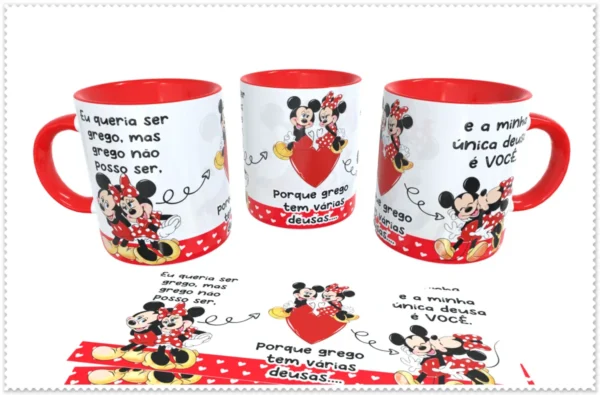 Arte em CorelDraw para Caneca dos Namorados Disney