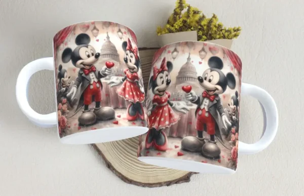 Arte Romântica de Caneca Mickey & Minnie