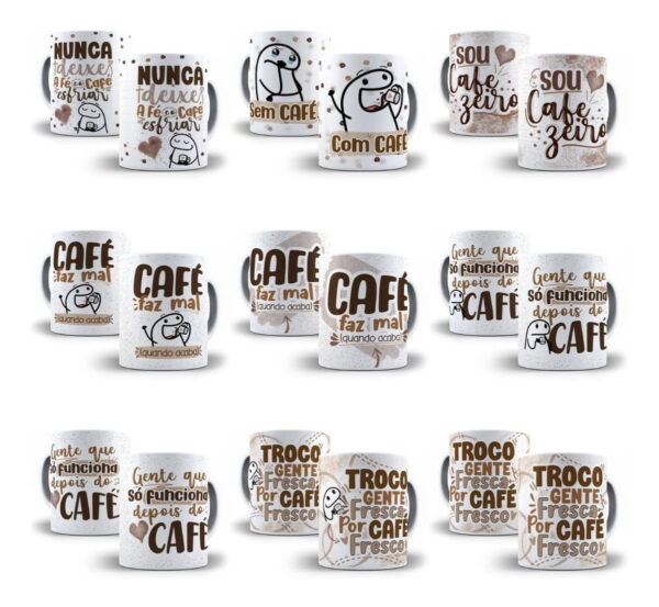 Artes Caneca Flork Café 24 Arquivos Editáveis P Sublimação