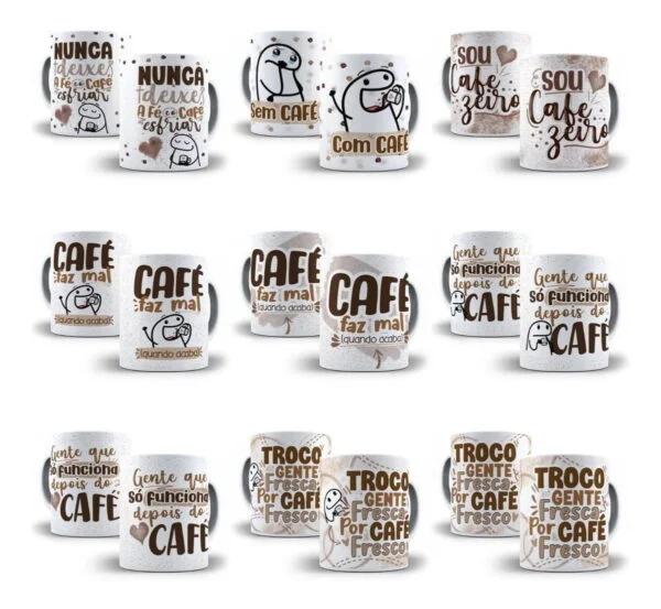Artes Caneca Flork Café 24 Arquivos Editáveis P Sublimação
