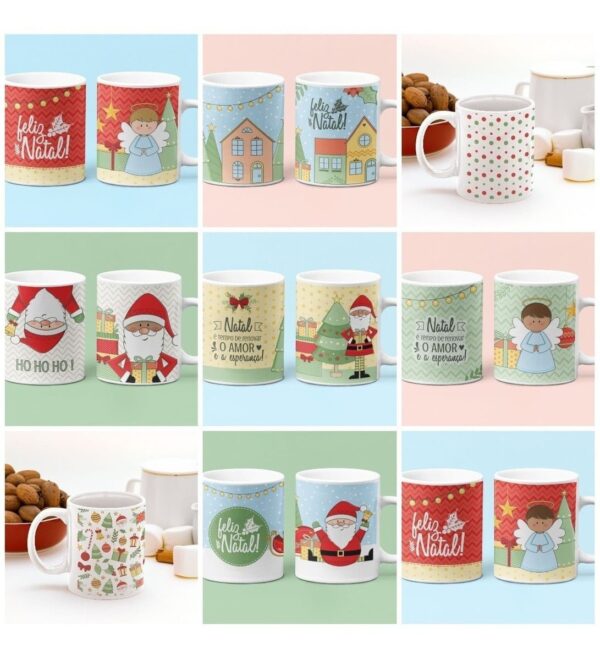 Artes Caneca Natal Feliz Tons Delicados Arquivos Em Jpg