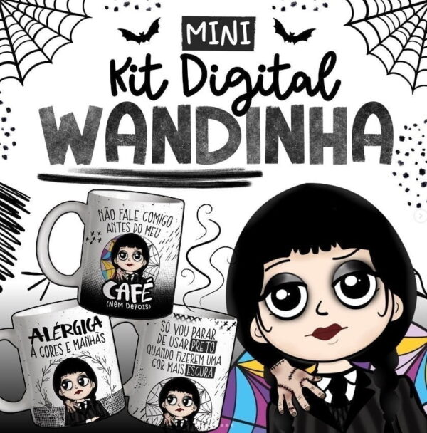 Artes Caneca Wandinha Família Addams Halloween Pdf E Png
