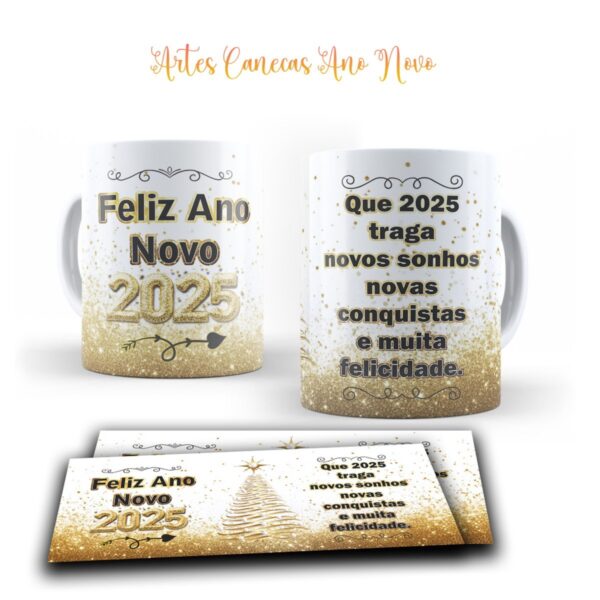 artes canecas ano novo 2025 jpg corel e pdf caneca ano novo 2