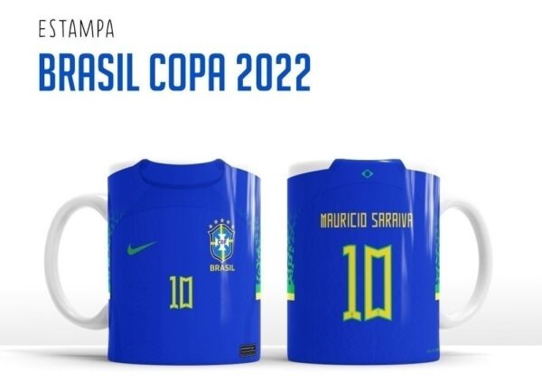 Artes Canecas Brasil 2022 Copa Do Mundo Qatar Time Futebol