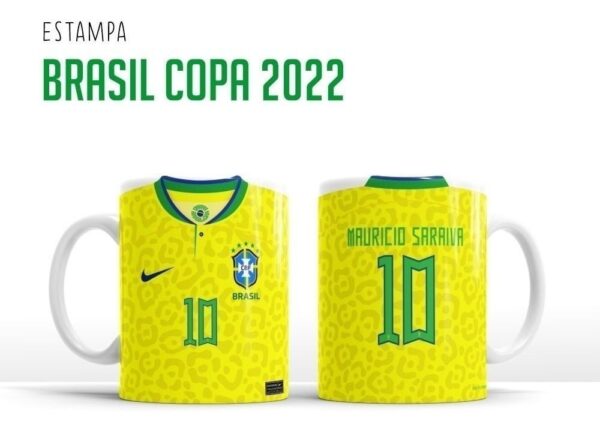 Artes Canecas Brasil 2022 Copa Do Mundo Qatar Time Futebol