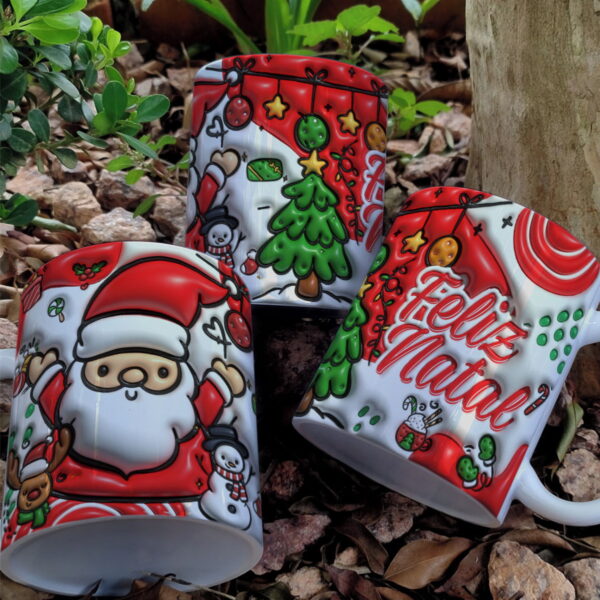 artes canecas natal 3d arquivo digital papelaria personalizada