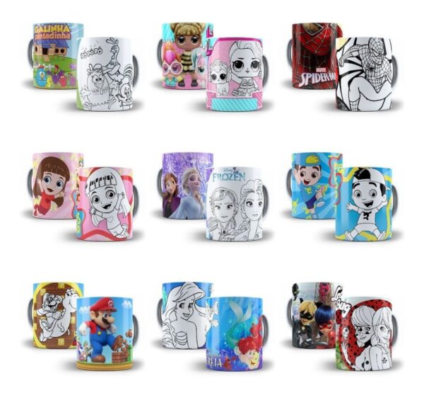 Artes Canecas Personagens Infantis Crianças P Colorir Png