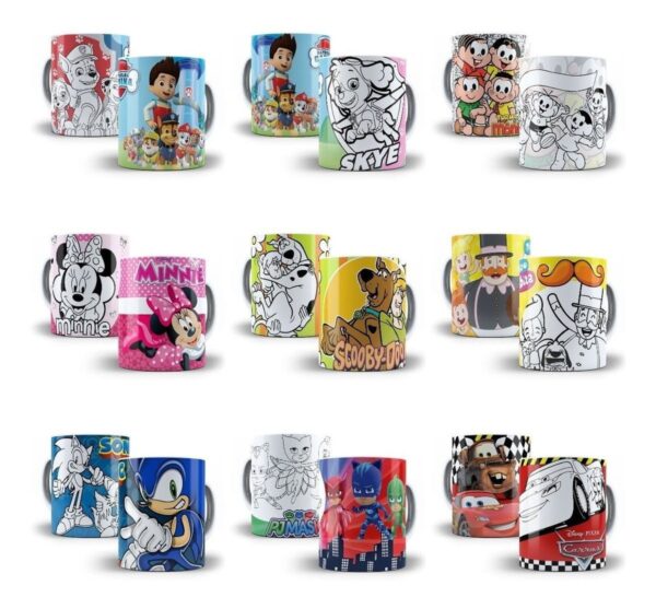 Artes Canecas Personagens Infantis Crianças P Colorir Png
