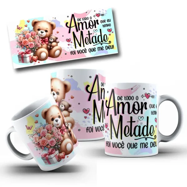 Artes Dia dos Namorados: Ursinhos em Canecas Customizáveis