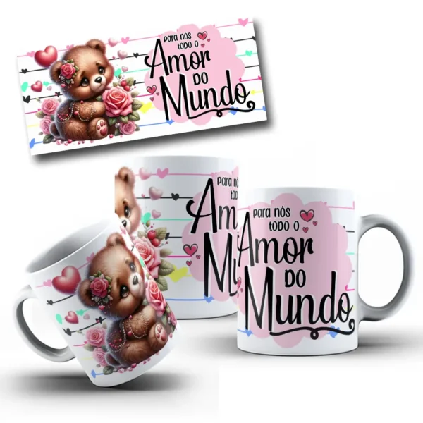 Artes Dia dos Namorados: Ursinhos em Canecas Customizáveis