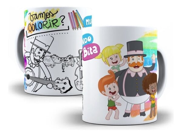 Artes Sublimação Caneca Colorir Infantil Criança Em Corel