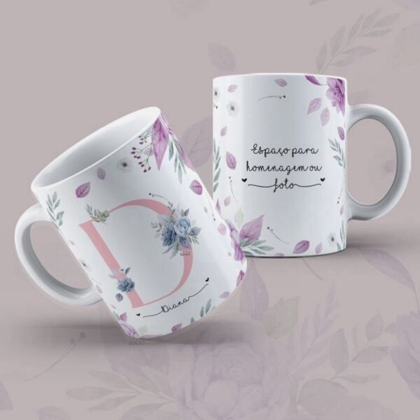 Artes Sublimação Caneca Dia Da Mulher Alfabeto Floral Png