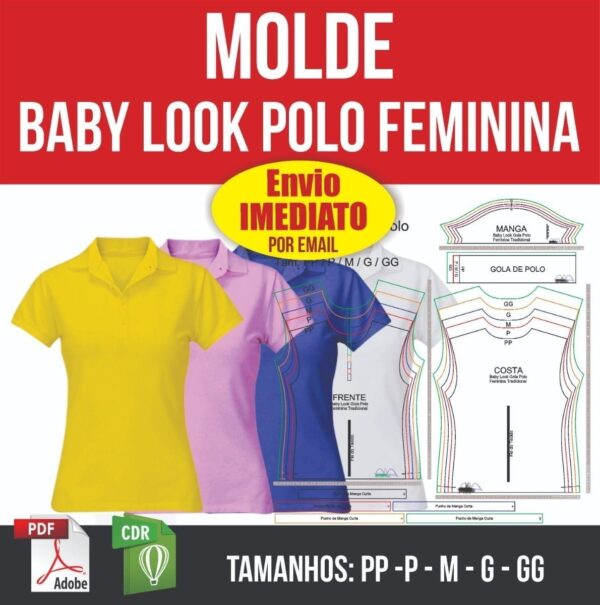 Baby Look Gola Polo Feminina Manga Curta (pp Ao Gg) Digital