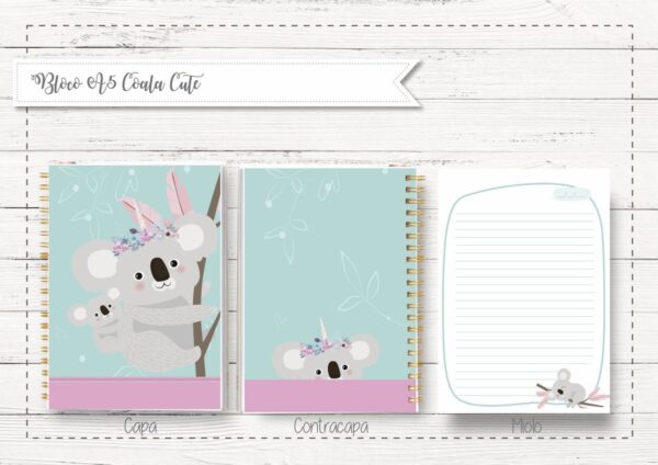 bloco a5 coala cute encadernacao