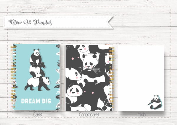 bloco a5 panda papel e cia