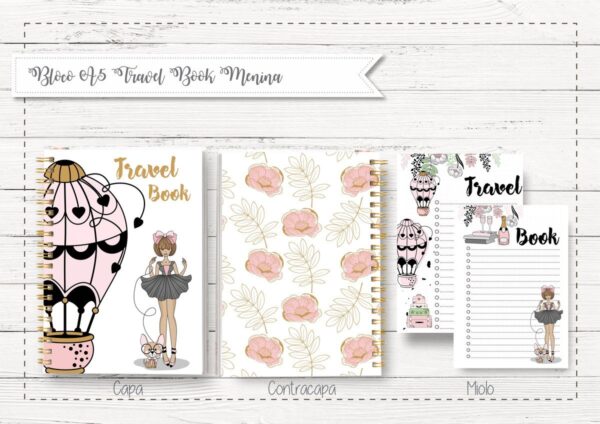 bloco a5 travel book menina papelaria