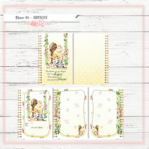 bloco a6 abracos arquivo digital papel e scrapbook