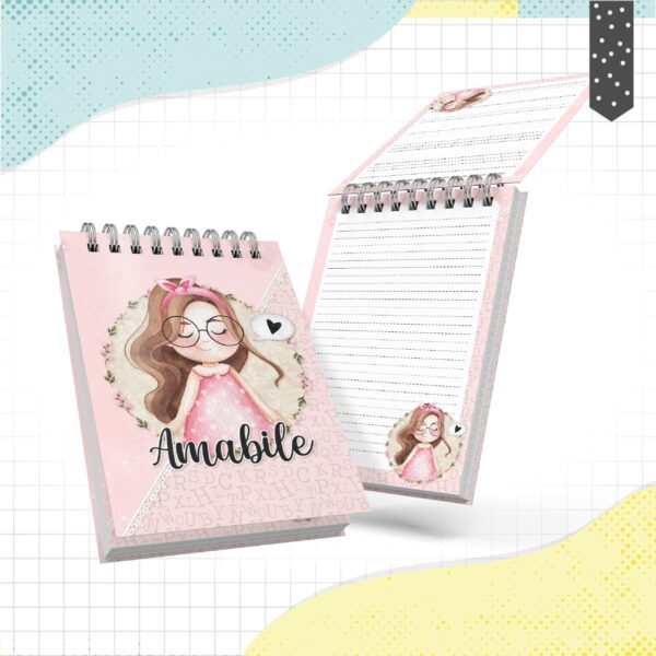 bloquinho a6 menina morena arquivo digital papel e scrapbook
