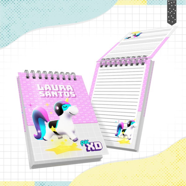 bloquinho a6 pkxd menina arquivo digital papelaria