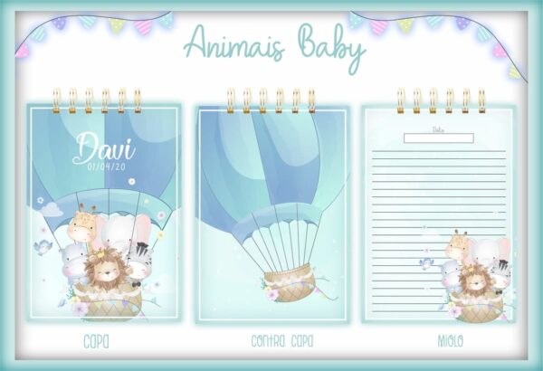 bloquinho anotacoes animais baby arquivo digital kit digital