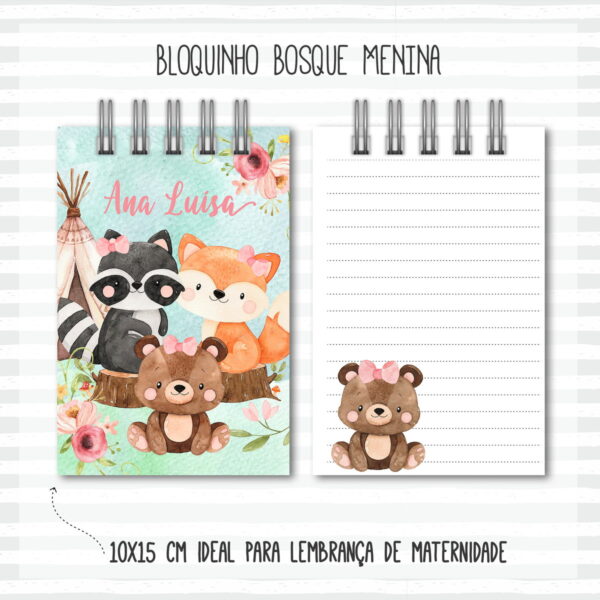 bloquinho anotacoes bebe bosque menina arquivo digital encadernacao digital