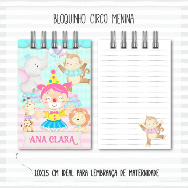 bloquinho anotacoes bebe circo menina arquivo digital informacoes