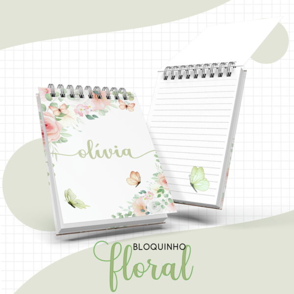 bloquinho anotacoes bebe floral verde arquivo digital arquivo digital