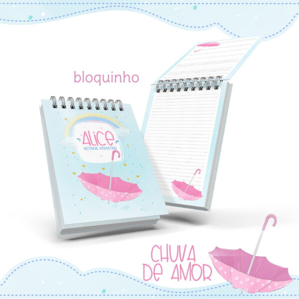 bloquinho anotacoes chuva de amor menina arquivo digital informacoes
