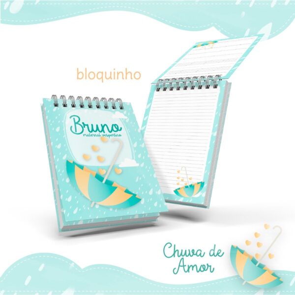 bloquinho anotacoes chuva de amor menino arquivo digital organizacao