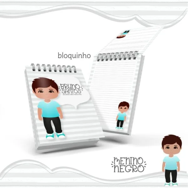 Bloquinho Anotações Menino Negro - Arquivo Digital
